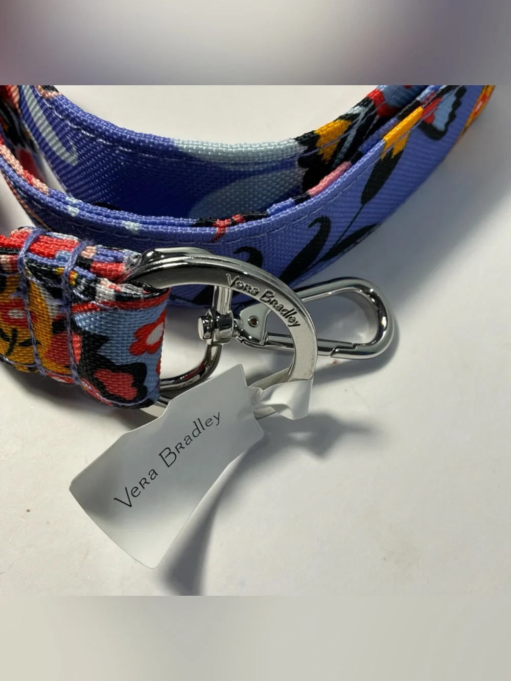 NWT Vera Bradley Lighten Up Wide Lanyard Mural Garden Purple Floral Clip & Ring